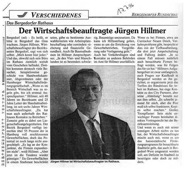 Wirtschaftsbeauftragten Jürgen Hillmer