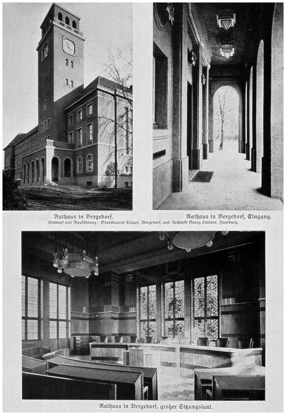 Das Bergedorfer Rathaus um 1927 - Historische Ansicht des Verwaltungsgebaeudes