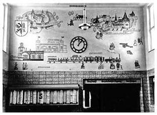 Historisches Wandbild im Bergedorfer Bahnhof von Bruno Karberg (1937)